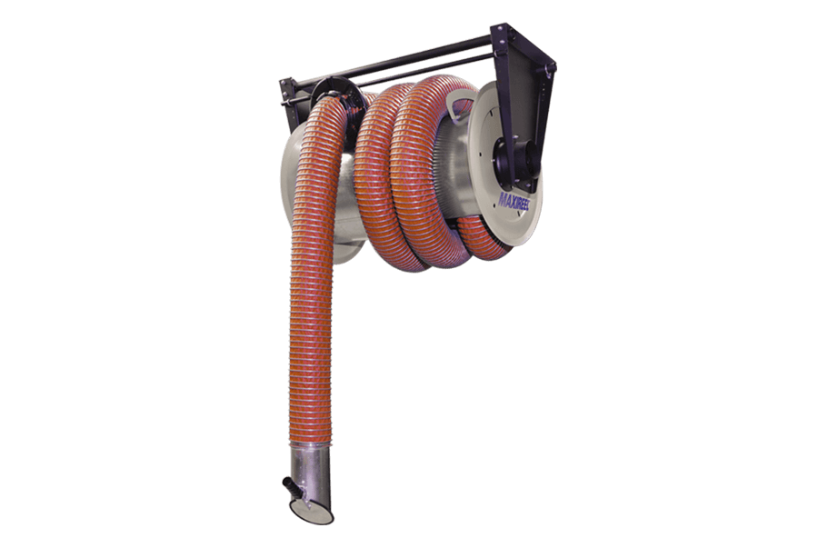 Exhaust hose reels for fume and gases